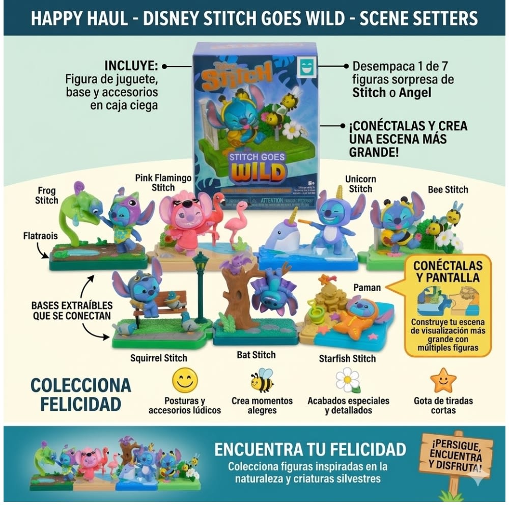 Figura Sorpresa Coleccionable Stitch Goes Wild Disney Serie Happy Haul2