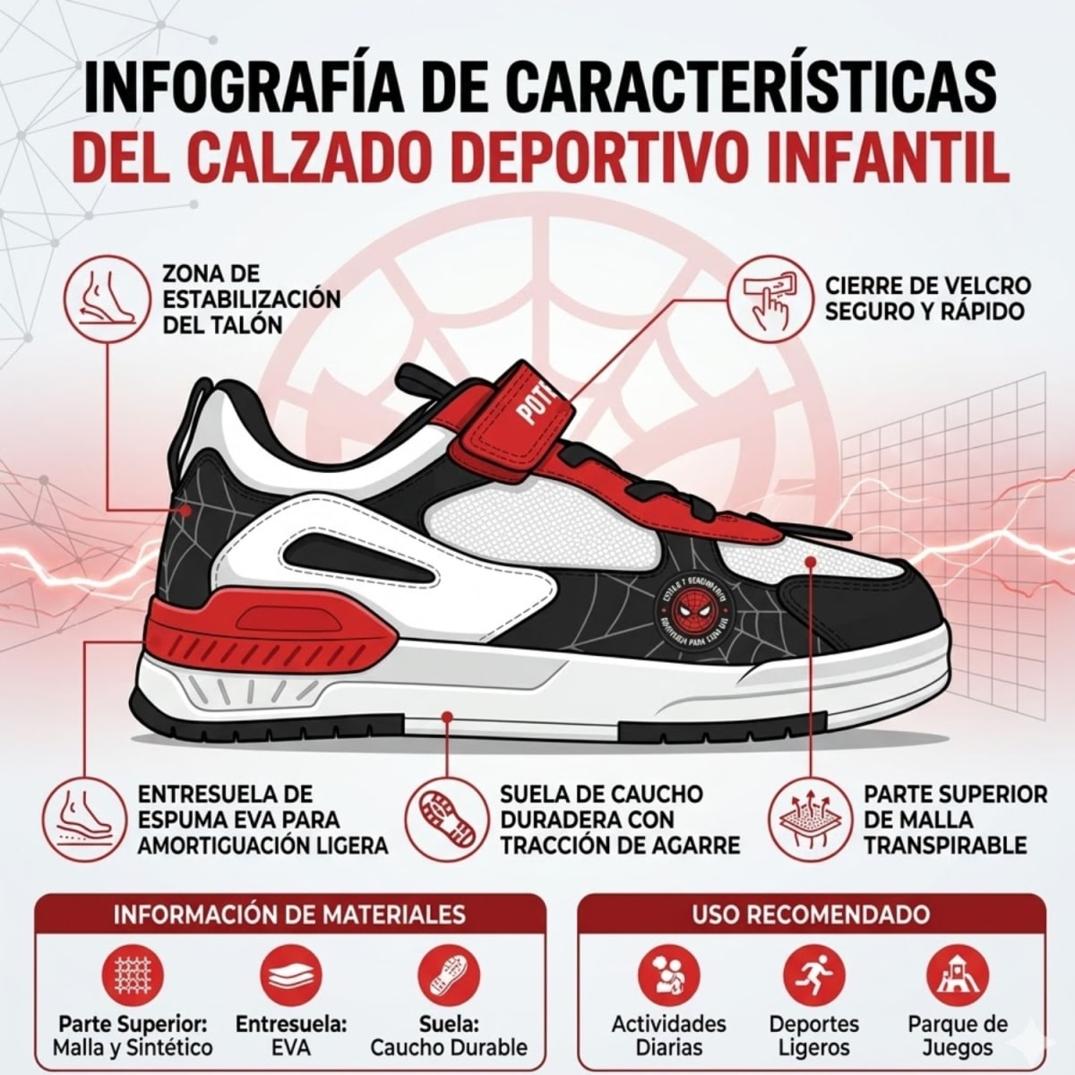 Zapatillas Niño Casual Spiderman Spidey Marvel Negro2
