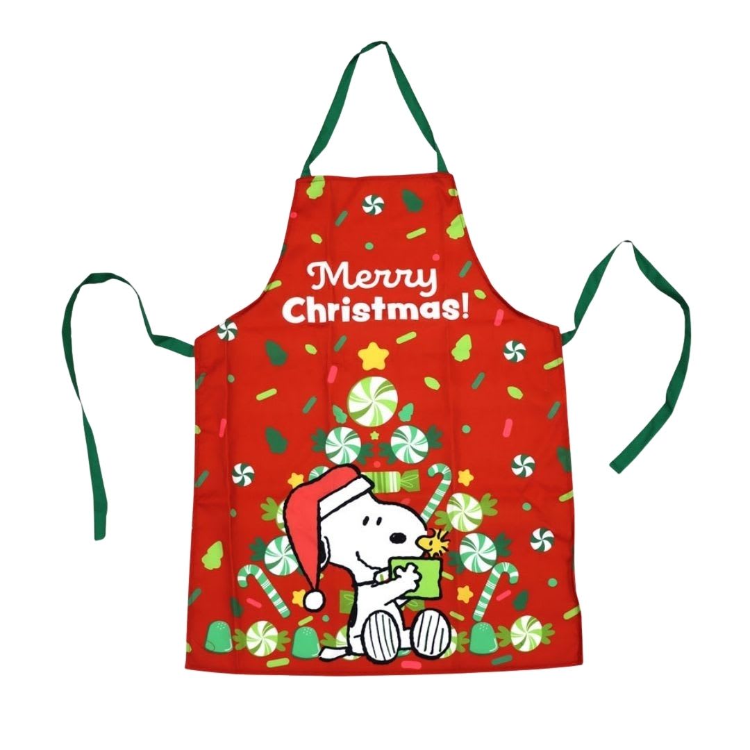 Pack Mandil Delantal de Cocina Snoopy Adulto 60x80 cm Rojo + Niño 45x55 cm Rojo2
