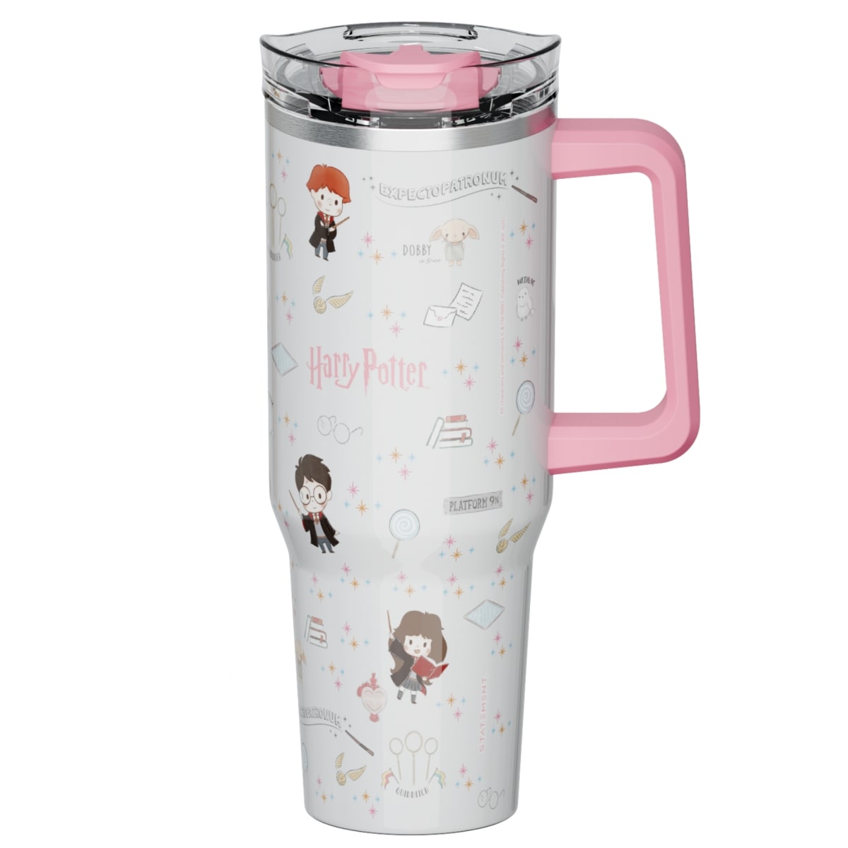 Mug termo Harry Potter con asa Kawaii Chibi 1200 ml rosado 0