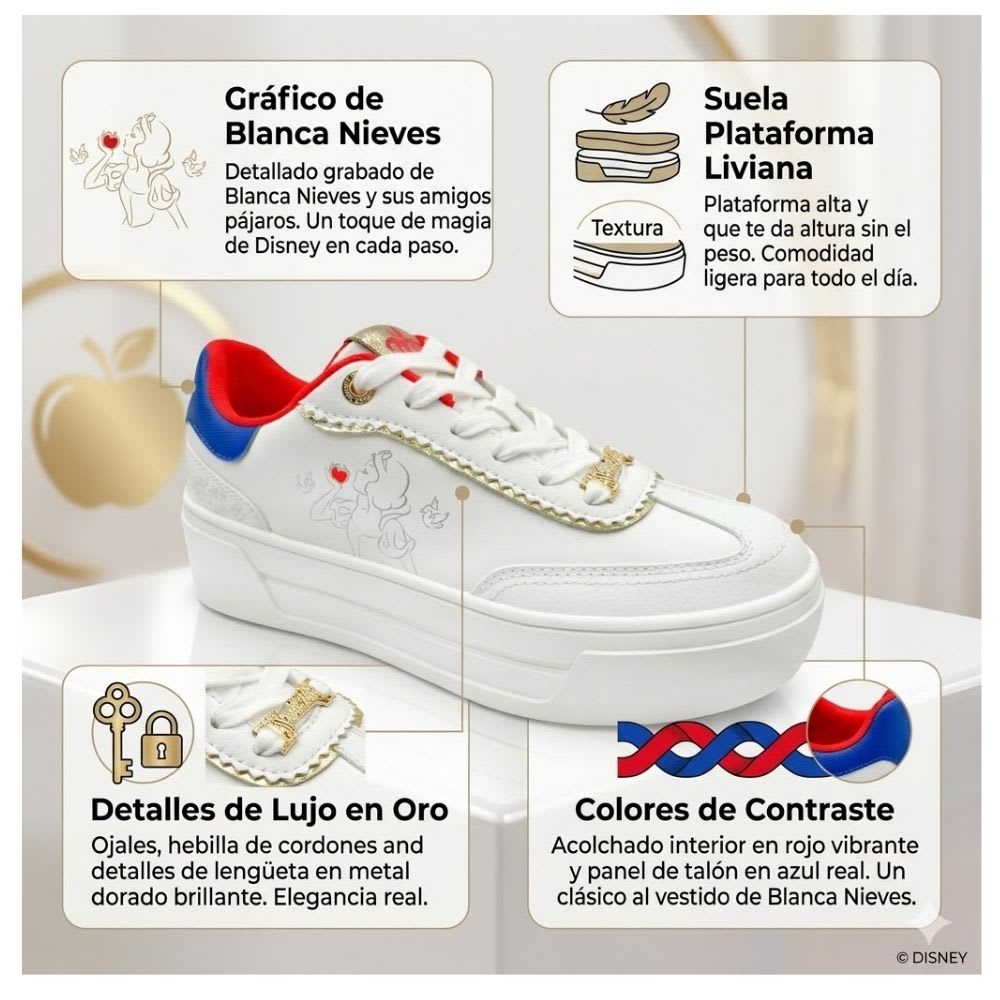 Zapatillas Casual Mujer Blanca Nieves Blanco2