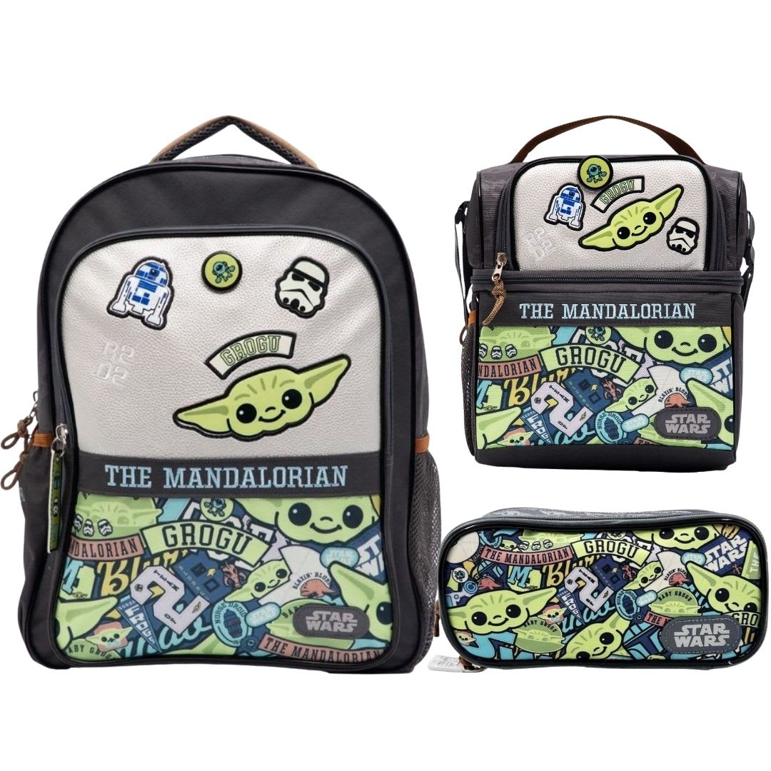 Mochila Oficio + Lonchera + Cartuchera Star Wars Baby Yoda 0