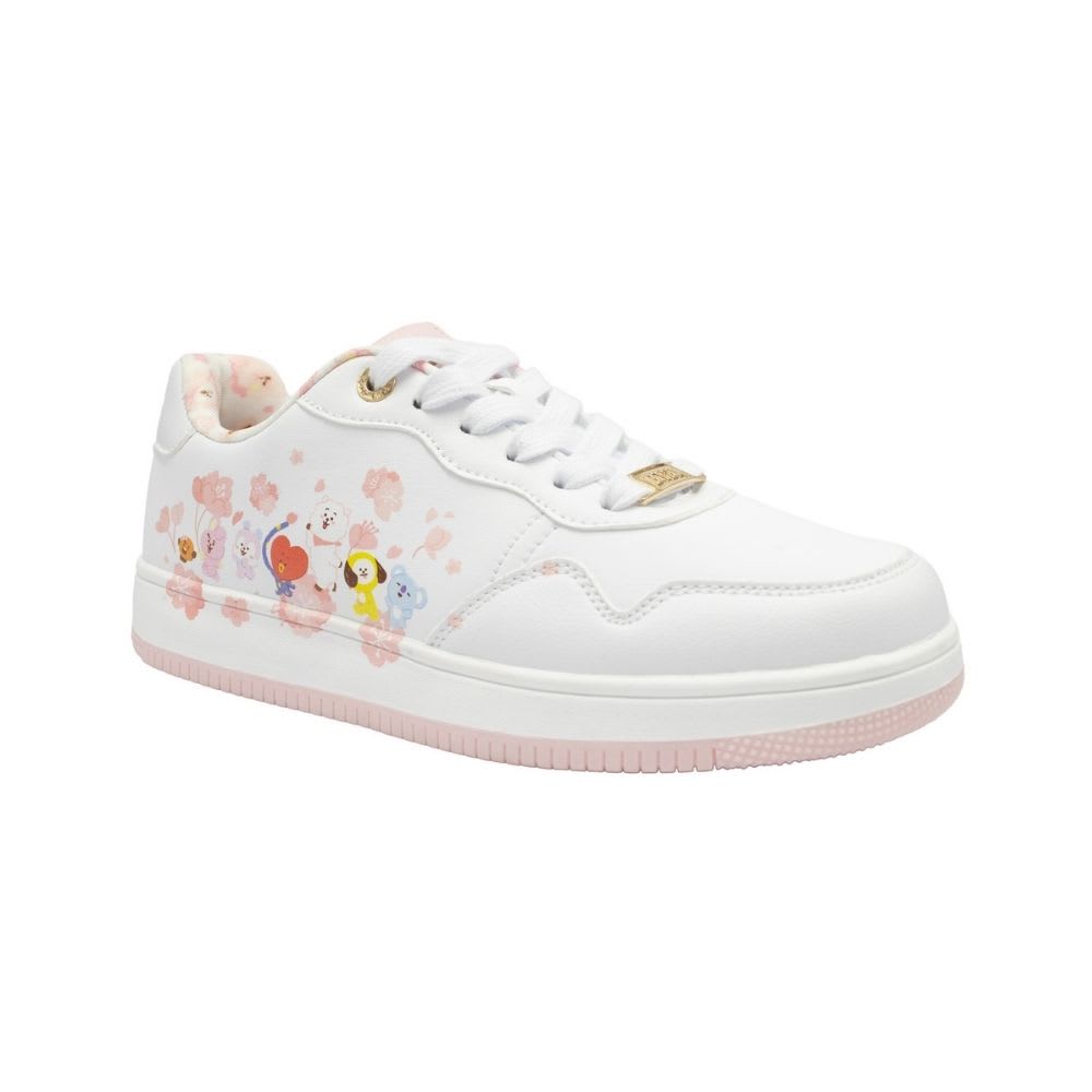 Zapatillas Mujer Casual BT21 BTS Kpop Kawai Blanco Rosado2