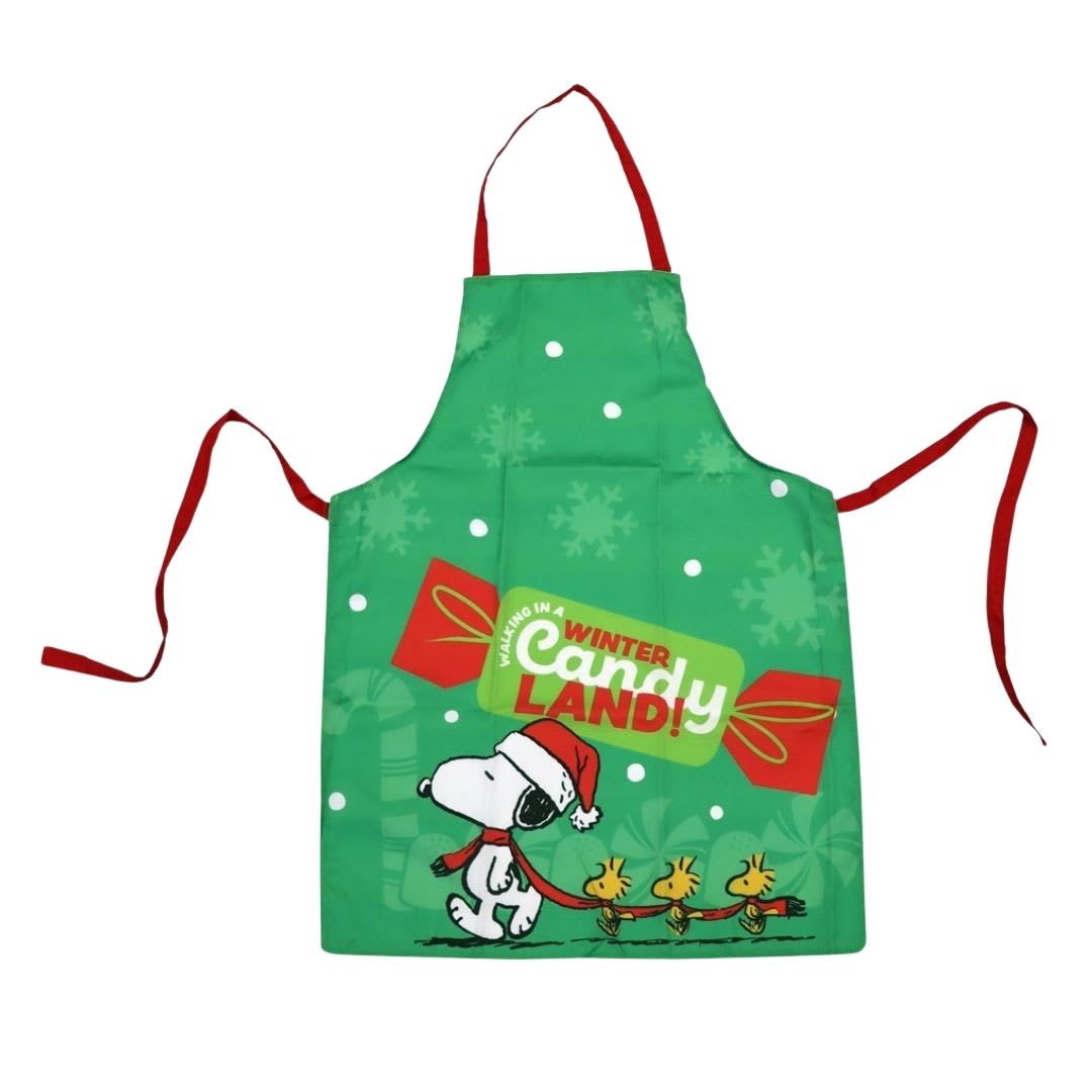 Pack de Cocina Snoopy Verde con Guante y Toma Olla + Mandil Delantal Adulto 60x80 cm2