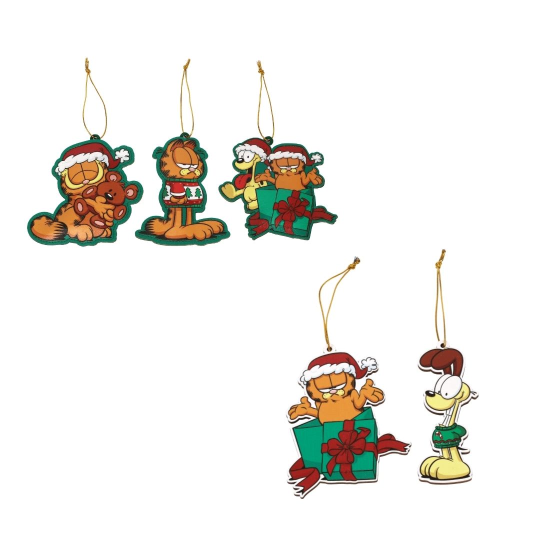 Pack de Adornos para Árbol de Navidad Garfield con 3 Unidades + 2 Unidades de 12 cm 0