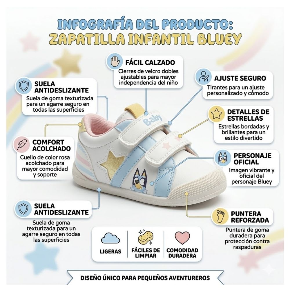 Zapatillas Urbana Niña Bluey Estrella Blanco2