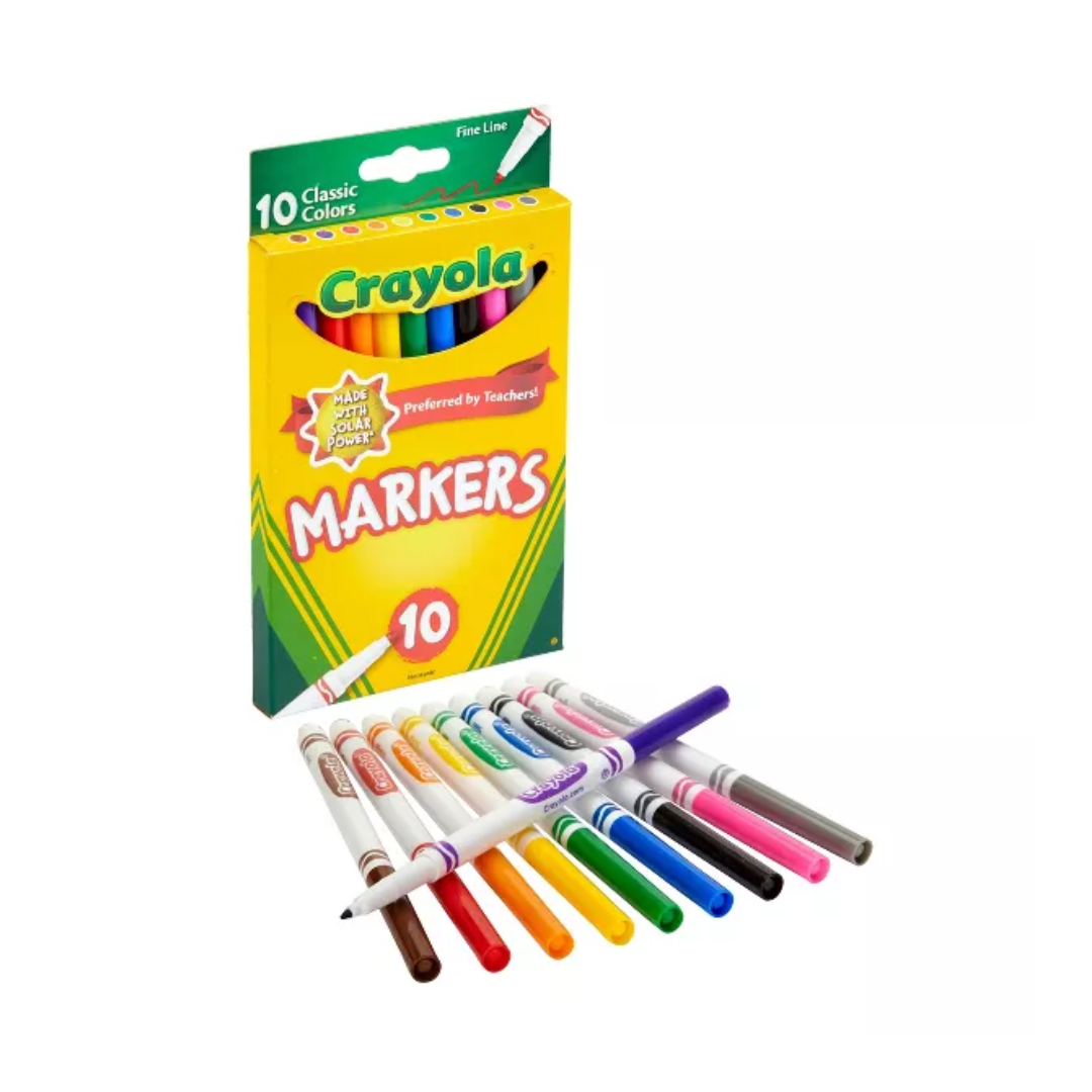 Caja de Plumones Delgados Crayola 10 Colores Clásicos 0