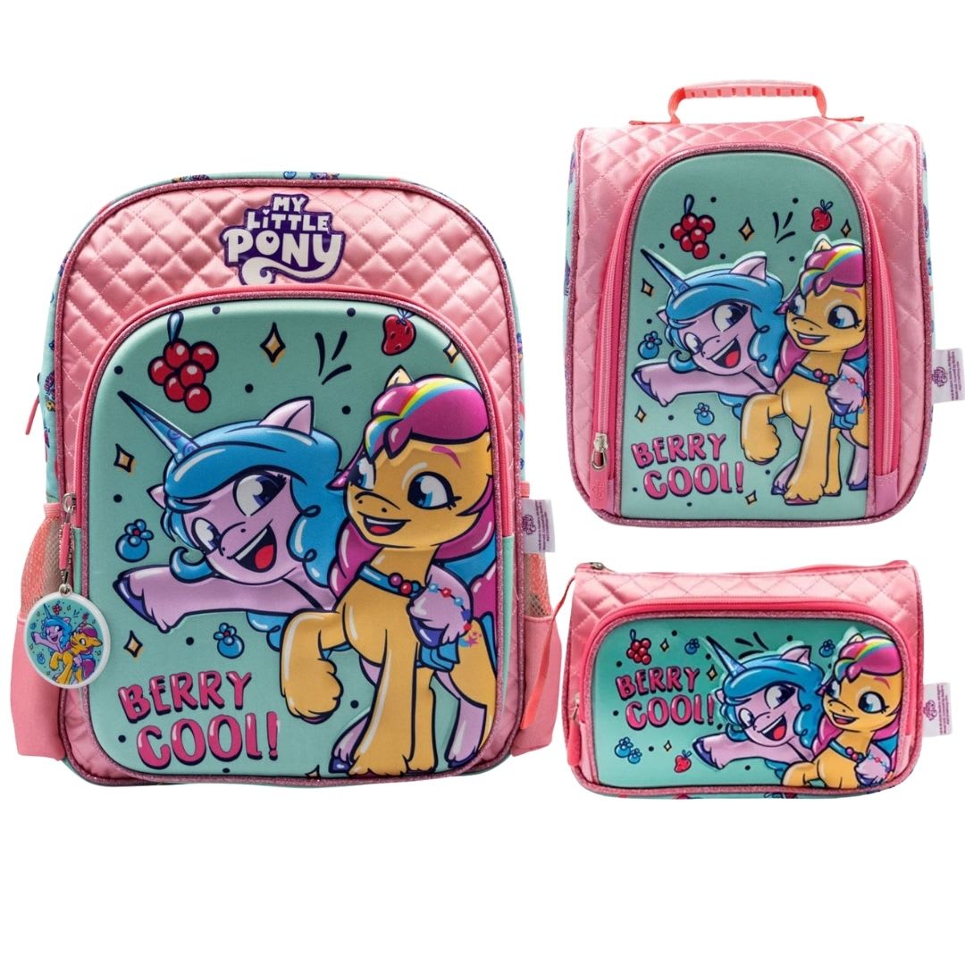 Mochila Oficio + Lonchera + Cartuchera My Little Pony Rosa 0
