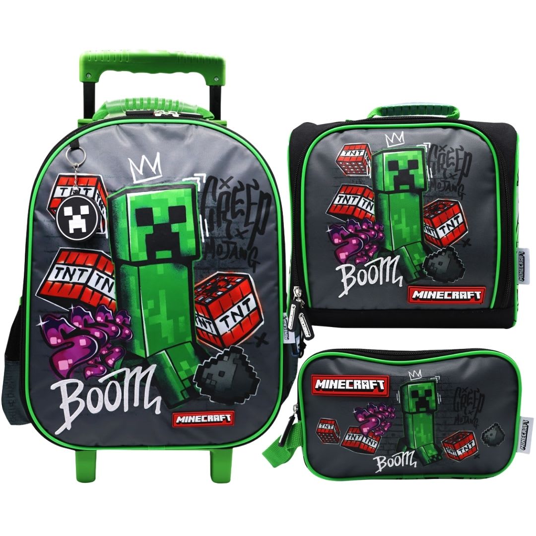 Pack Escolar Maleta Minecraft Creeper Oficio 0