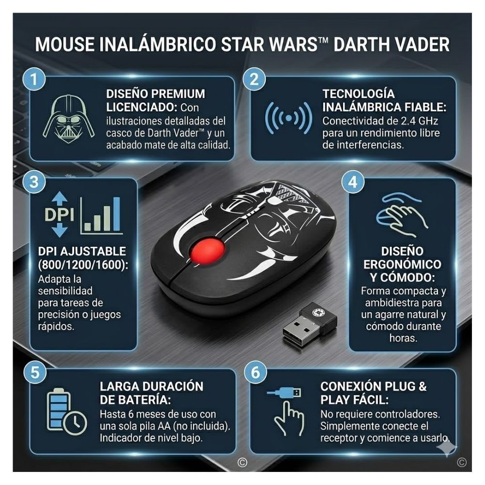 Mouse Inalambrico Star Wars Darth Vader2