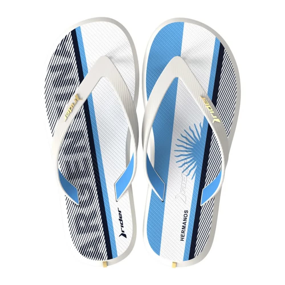 Sandalias Hombre Playera Argentina Futbol Rider Blanco Celeste2