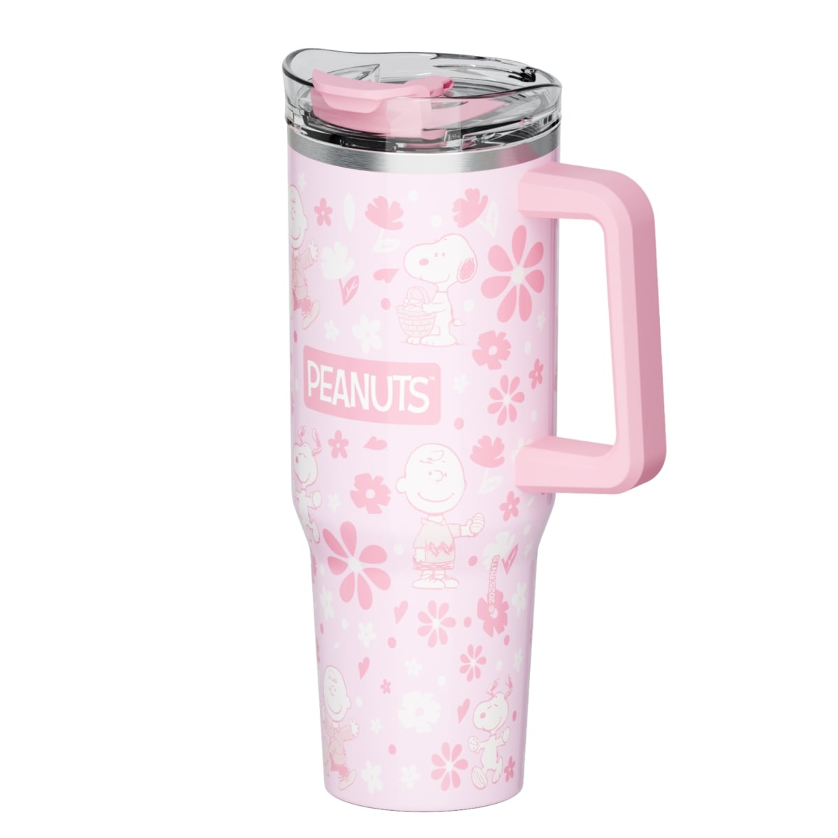 Mug termo Snoopy con asa Kawaii Chibi 1200 ml rosado 0