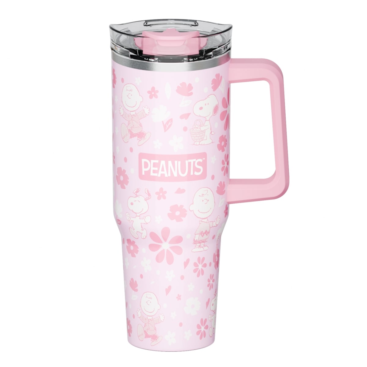 Mug termo Snoopy con asa Kawaii Chibi 1200 ml rosado2