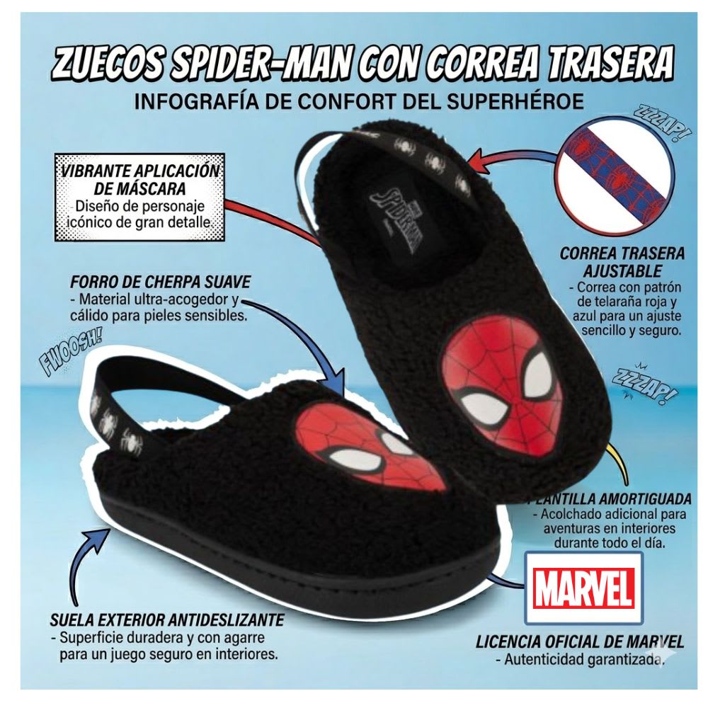 Pantuflas Niño Spiderman Negro2