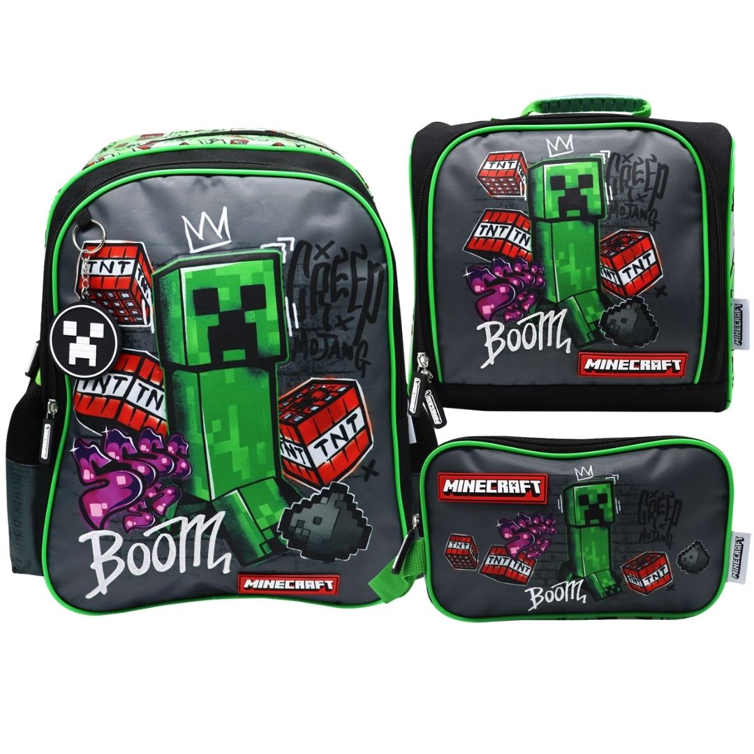 Pack Escolar Mochila Minecraft Creeper Oficio 0