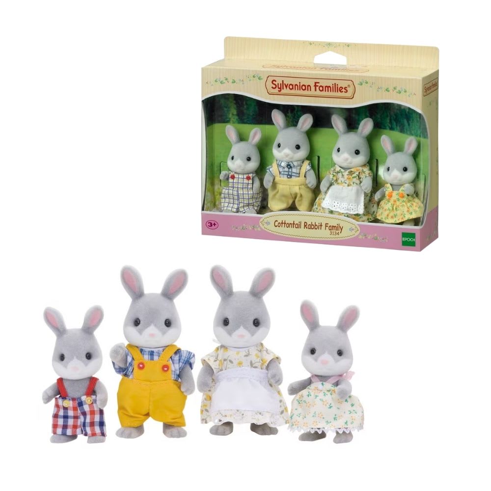Juguete Sylvanian Ternurines Familia Conejo Colita de Algodon Set Celebracion2