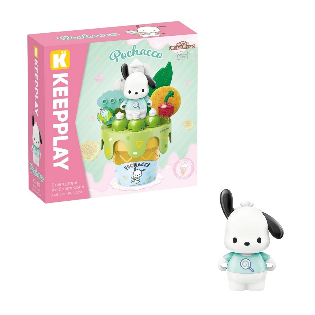 Keeppley Sanrio Pochacco - Set Armable Cono Crujiente Sabor Matcha Verde 0