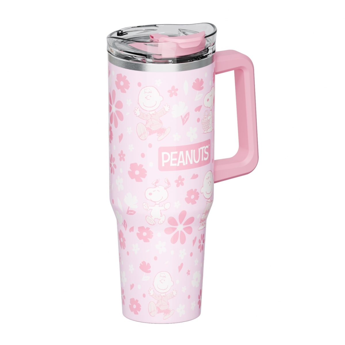 Mug termo Snoopy con asa Kawaii Chibi 1200 ml rosado4