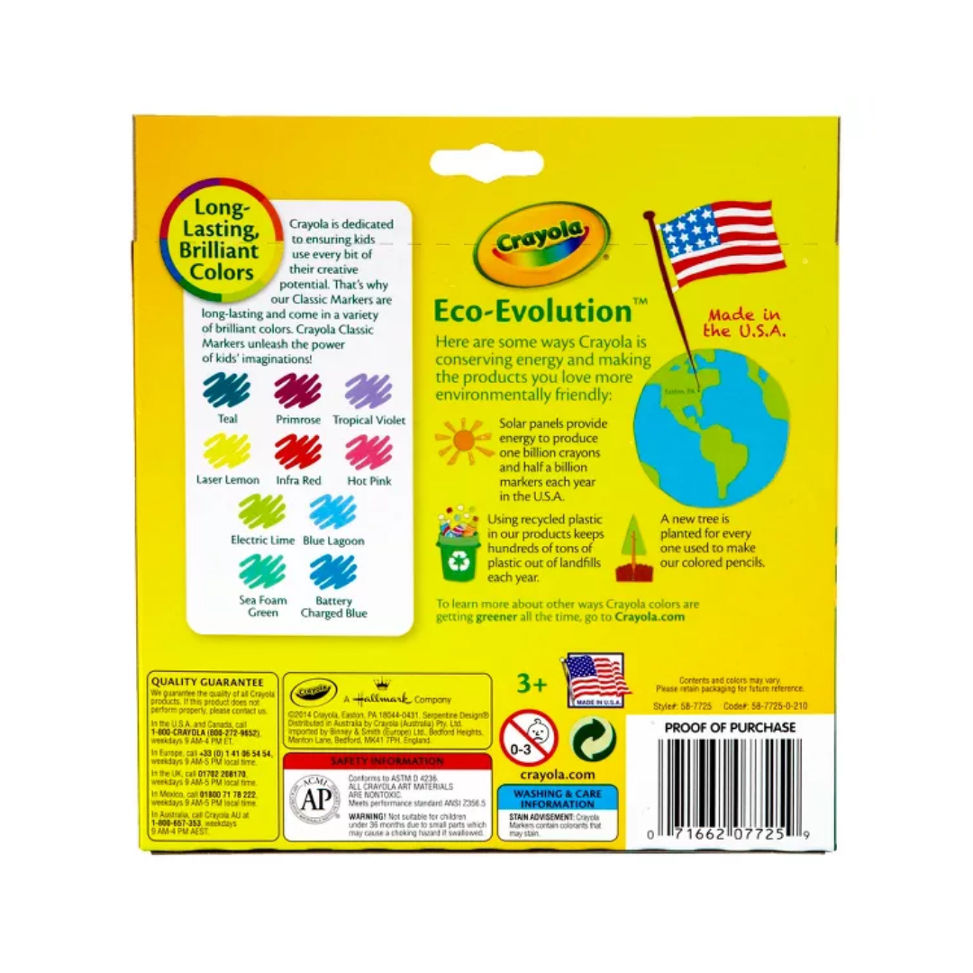 Caja de Plumones Gruesos Crayola 10 Colores Brillantes3