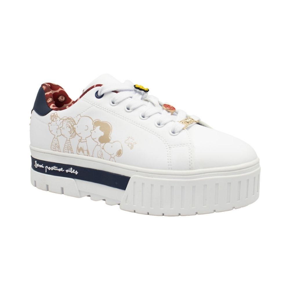 Zapatillas Mujer Casual Snoopy Blanco Azul2