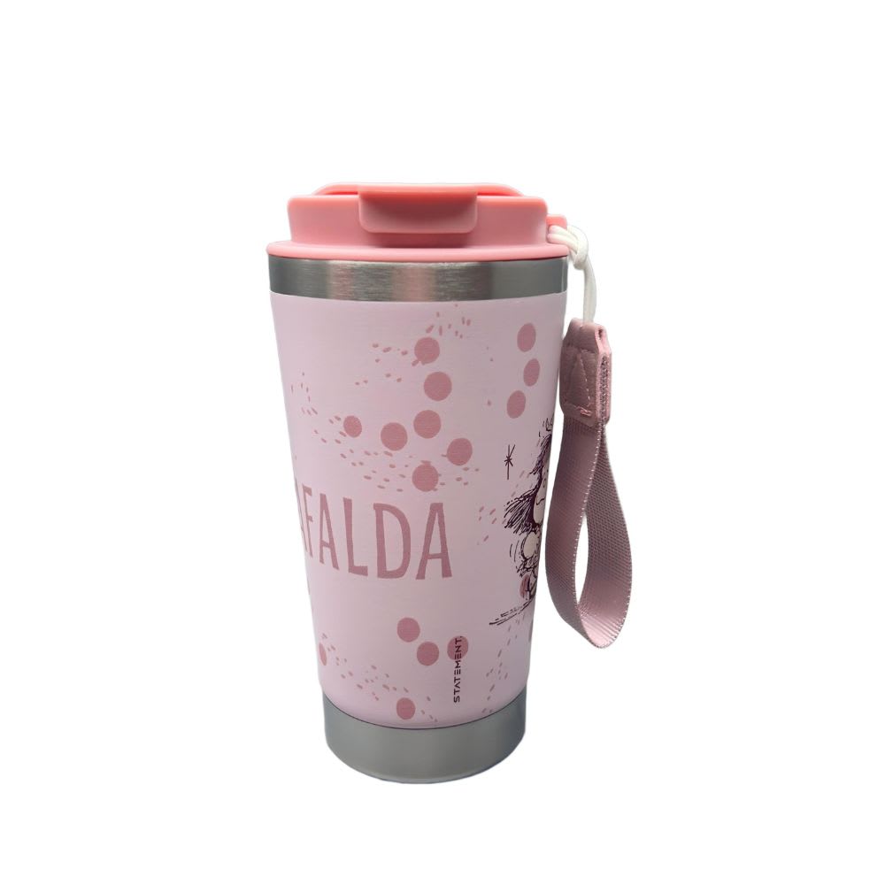 Mug Vaso Acero Termico Mafalda Con Correa Rosado 450 ML 0
