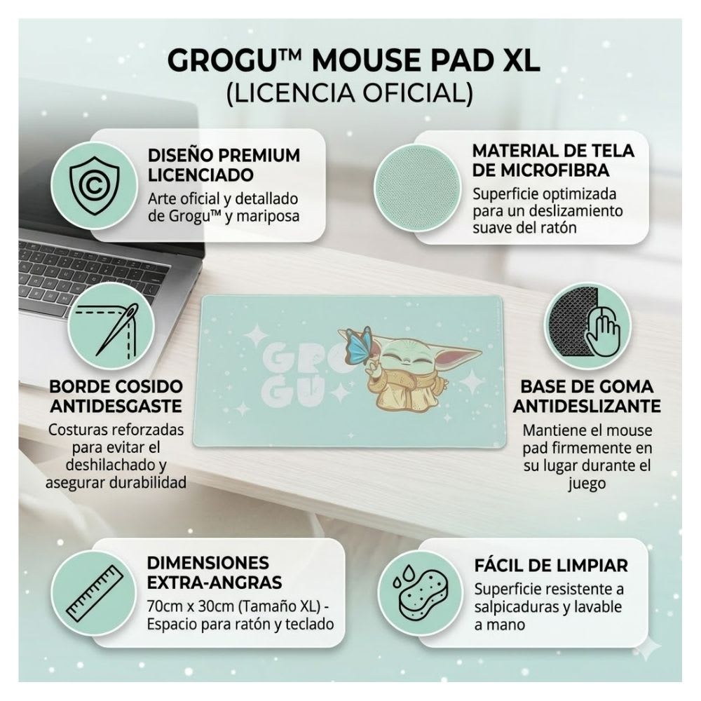 Mouse Pad Desk Star Wars Baby Yoda Neopreno Antideslizante 80x40 CM2