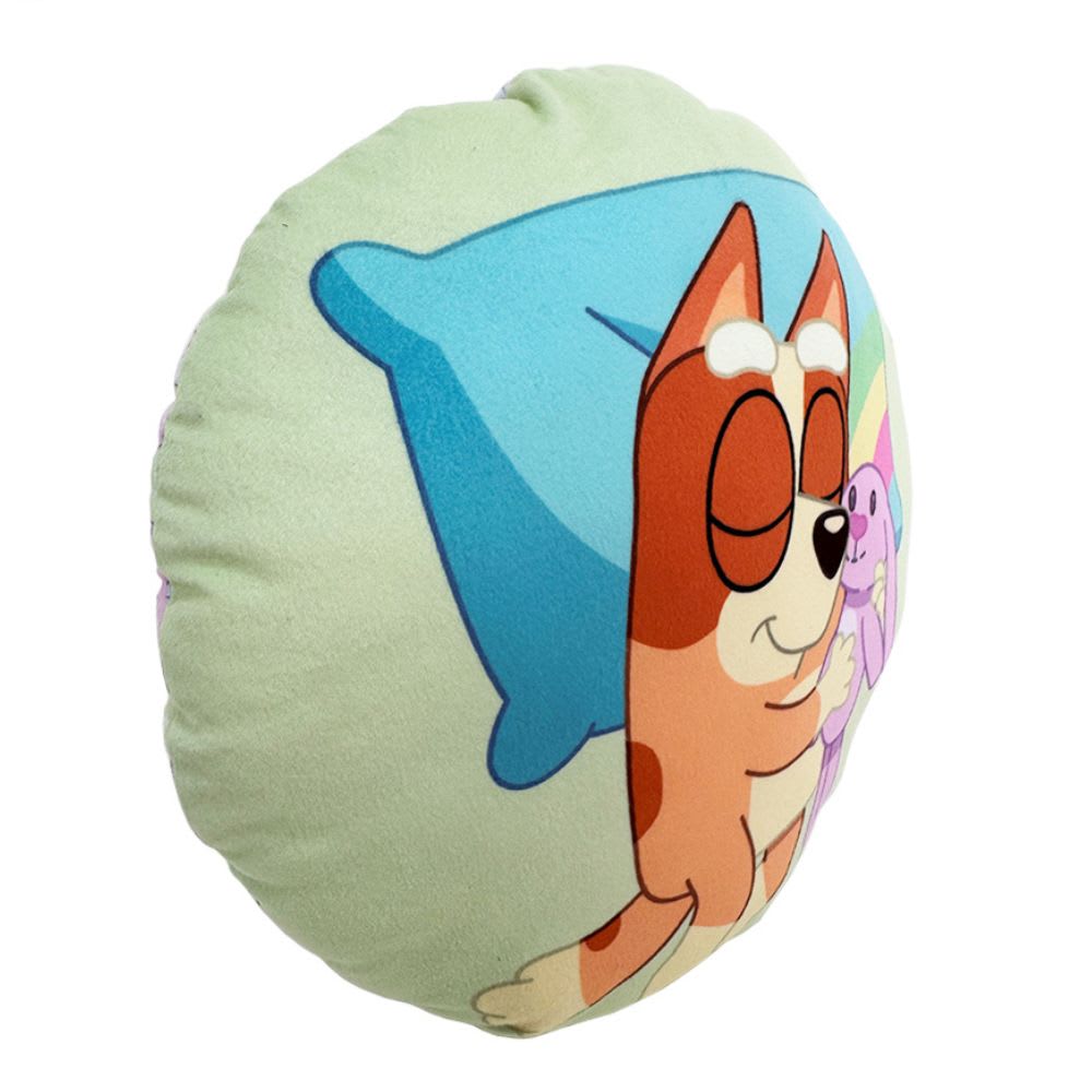 Cojin Almohada Bluey Bingo Durmiendo Redondo 33x33 cm2
