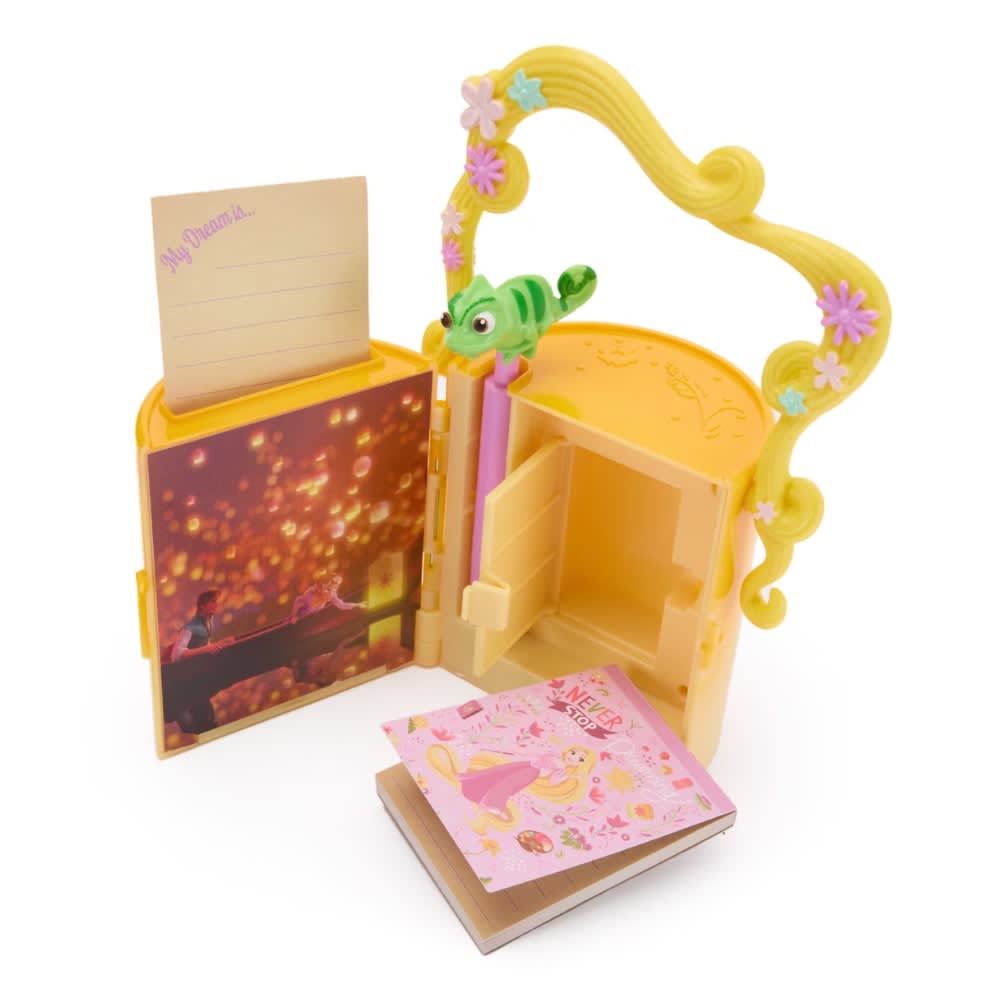 Farol Linterna Rapunzel Enredados con luz cuaderno y lapicero3