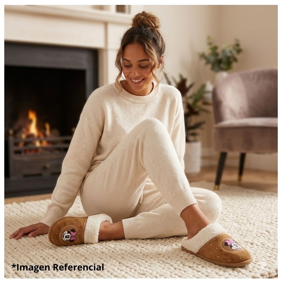 Pantuflas Peluche Mujer Minnie Mouse Marron6