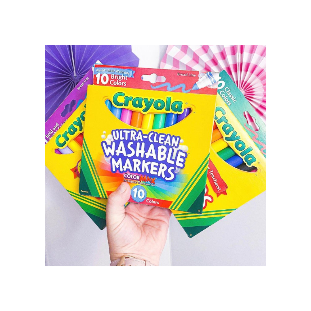 Caja de Plumones Lavables Gruesos Crayola 10 Colores Brillantes2