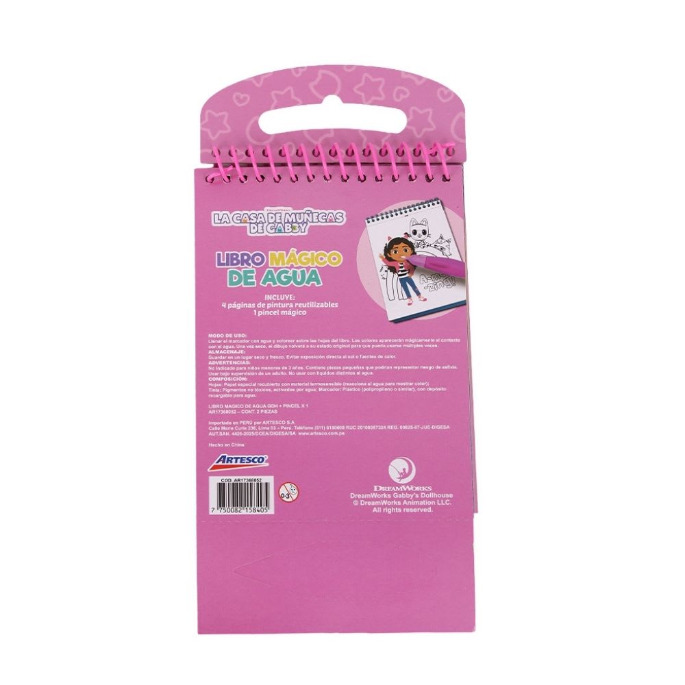 Libro Cuaderno Magico de Agua Artesco Gabby Dollhouse3
