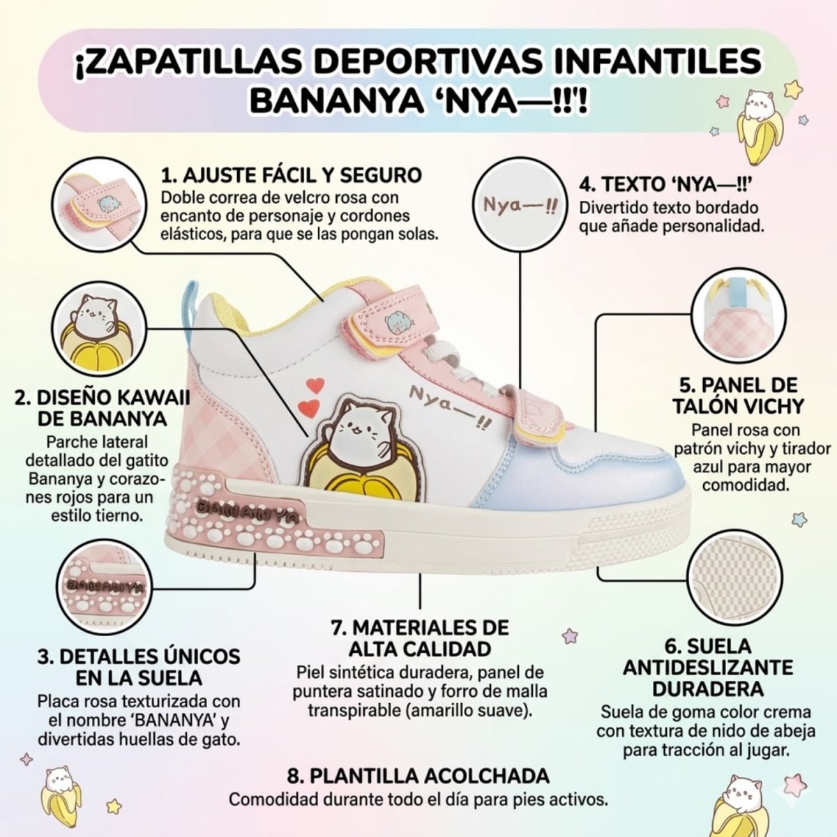 Zapatillas Botin Niña Casual Bananya Rosado2