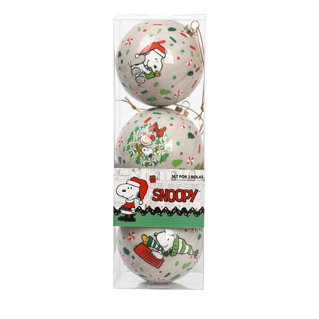 Set Bolas Navidad Arbol Snoopy X3 unds 8cm Modelo 13