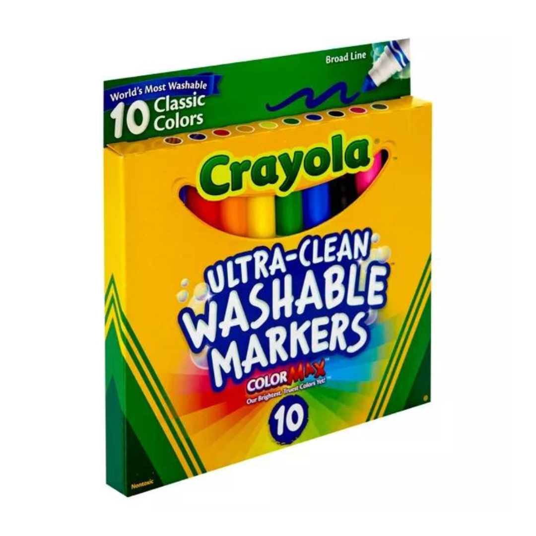 Caja de Plumones Lavables Gruesos Crayola 10 Colores Clásicos 0