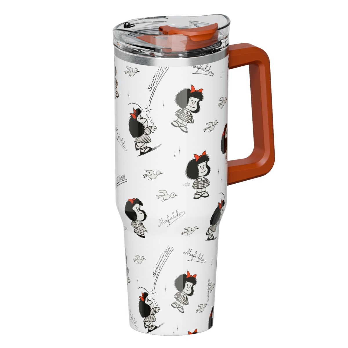 Mug termo Mafalda con asa Kawaii Chibi 1200 ml blanco 0