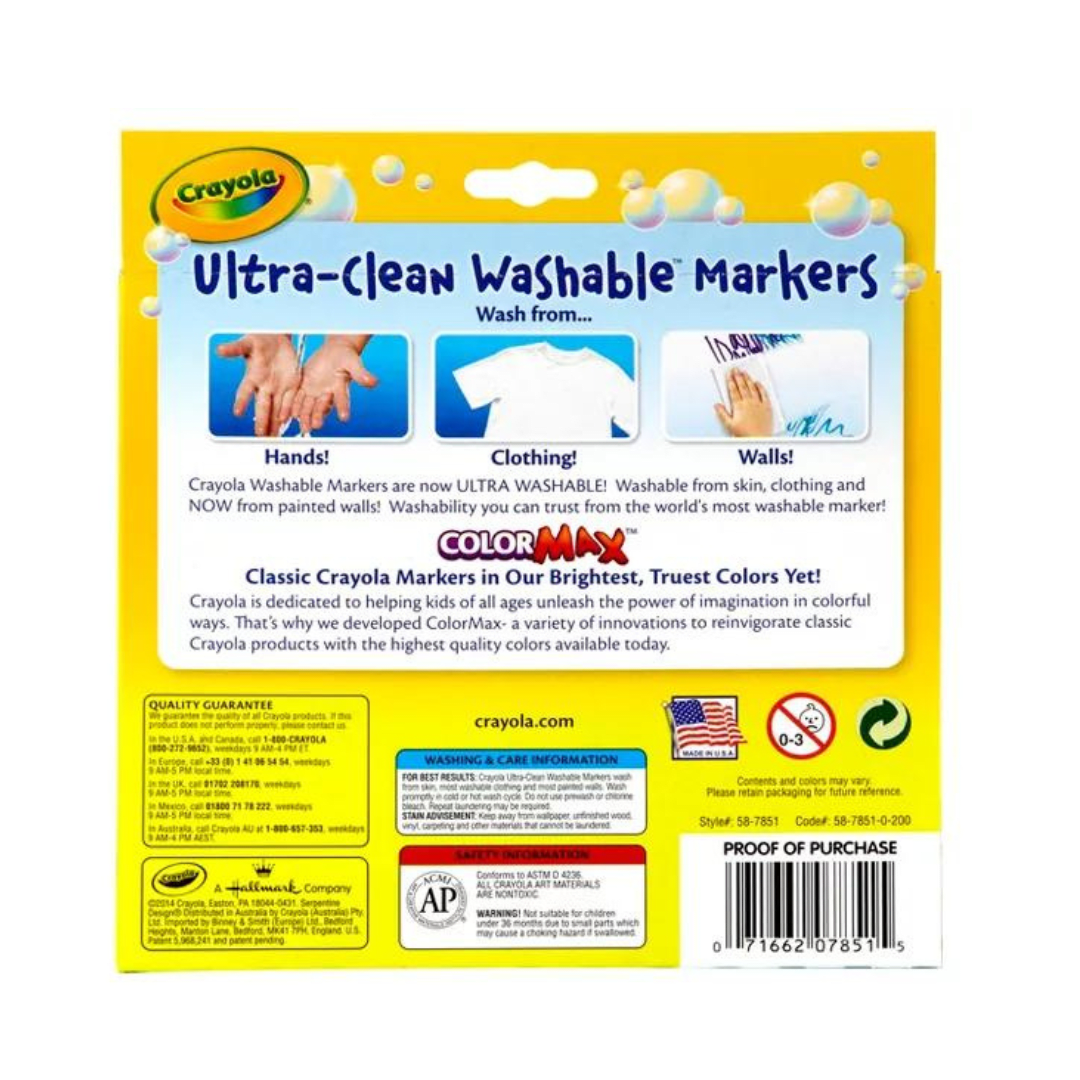 Caja de Plumones Lavables Gruesos Crayola 10 Colores Clásicos2