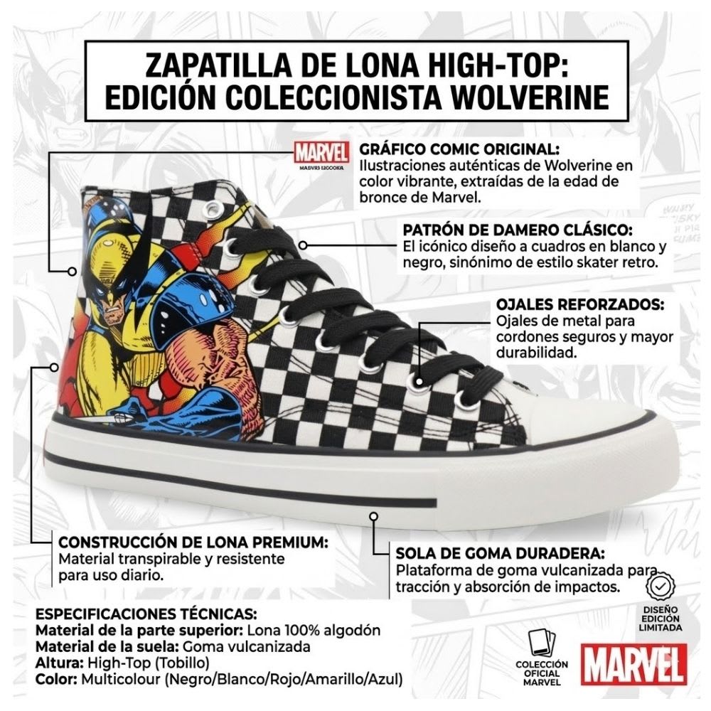 Zapatilla Botin Hombre Marvel X-Men Negro2