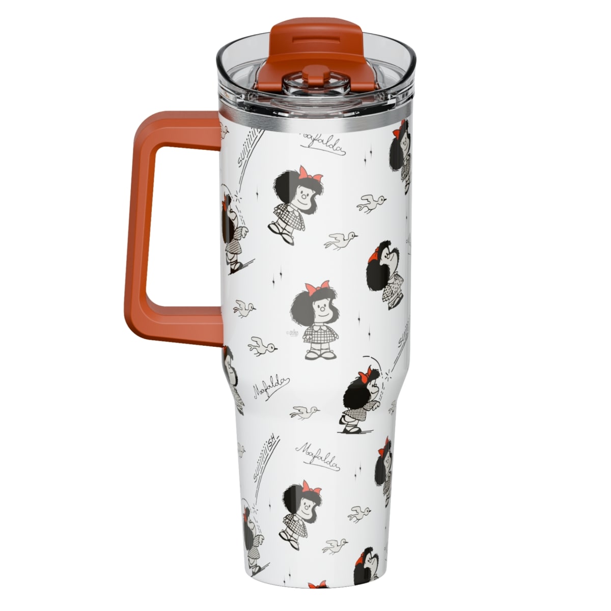 Mug termo Mafalda con asa Kawaii Chibi 1200 ml blanco3