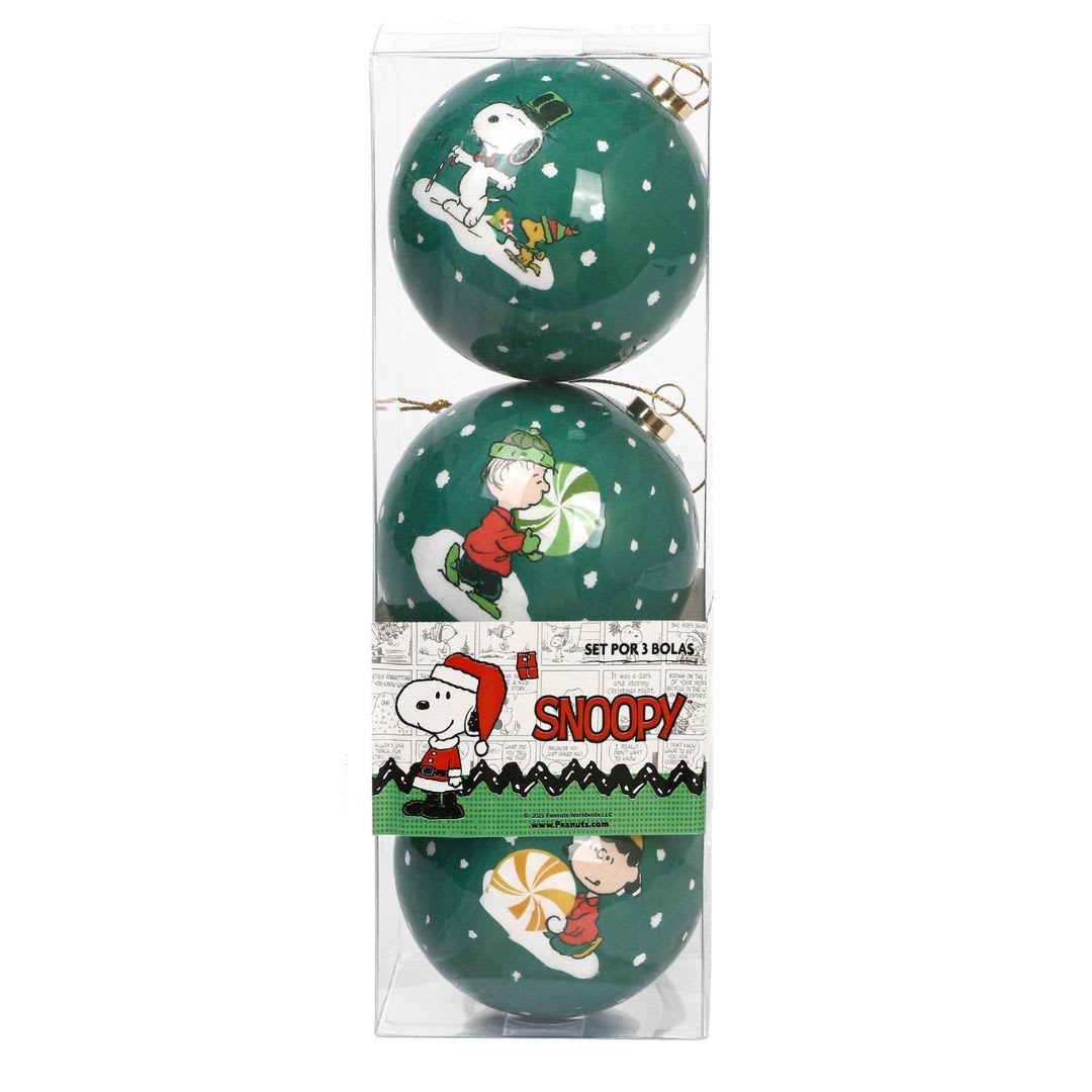Set Bolas Navidad Arbol Snoopy X3 unds 8cm Modelo 33