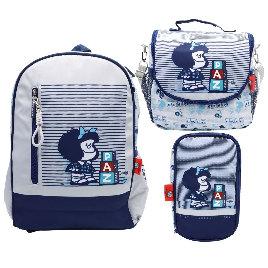 Pack Escolar Mochila Mafalda Azul Oficio 0