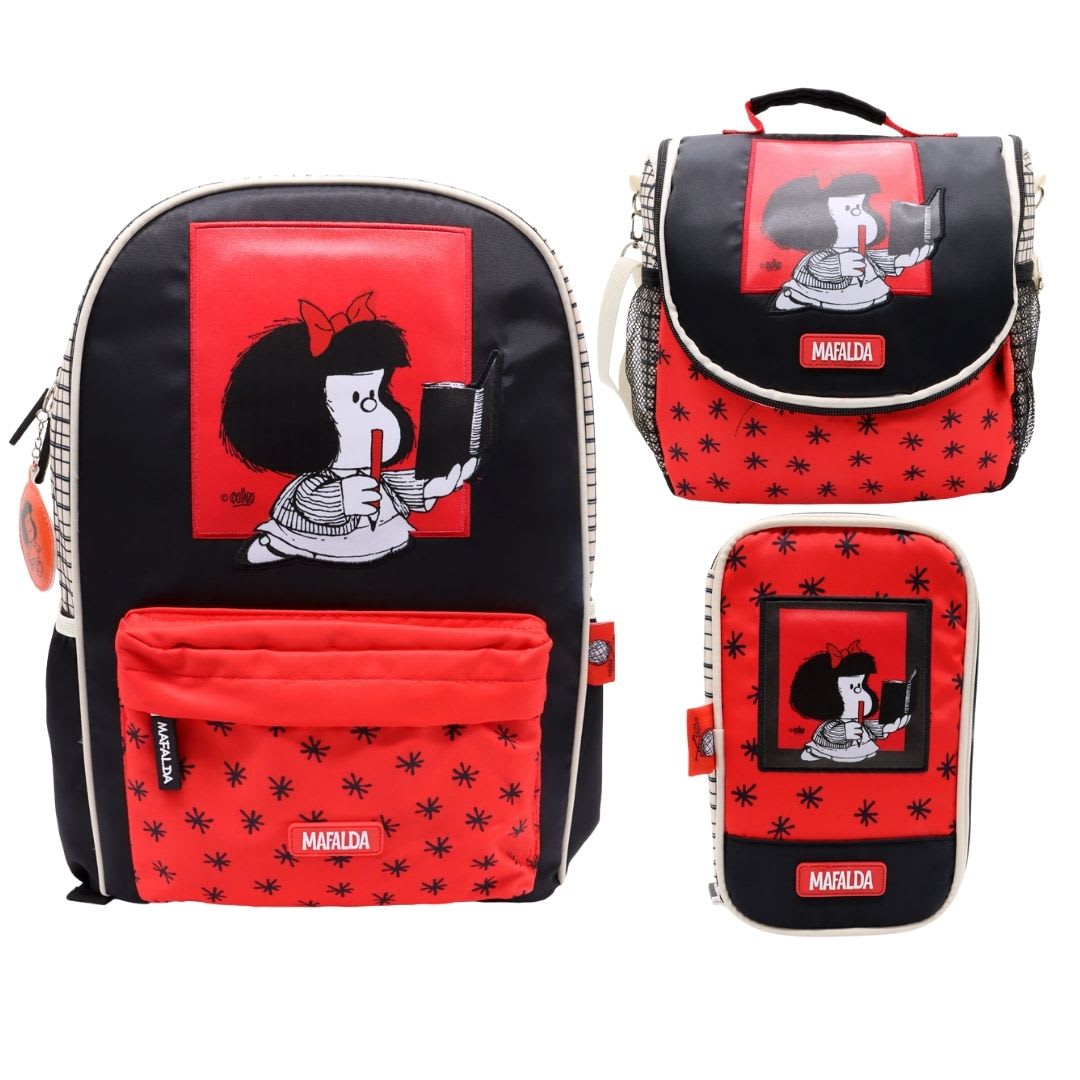 Pack Escolar Mochila Mafalda Rojo Oficio 0