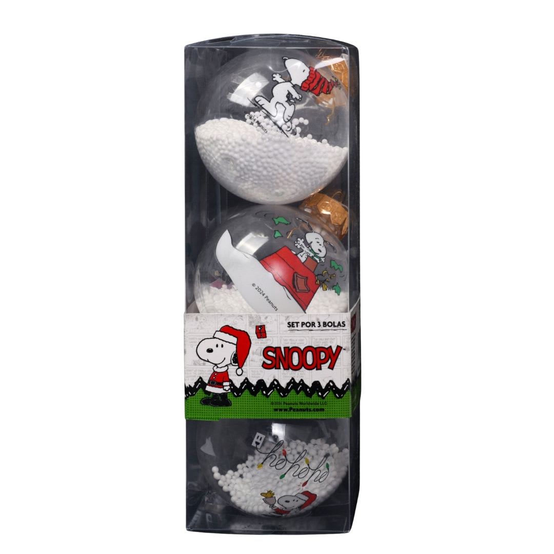 Set Bolas Navidad Arbol Snoopy X3 unds 8cm Modelo 43
