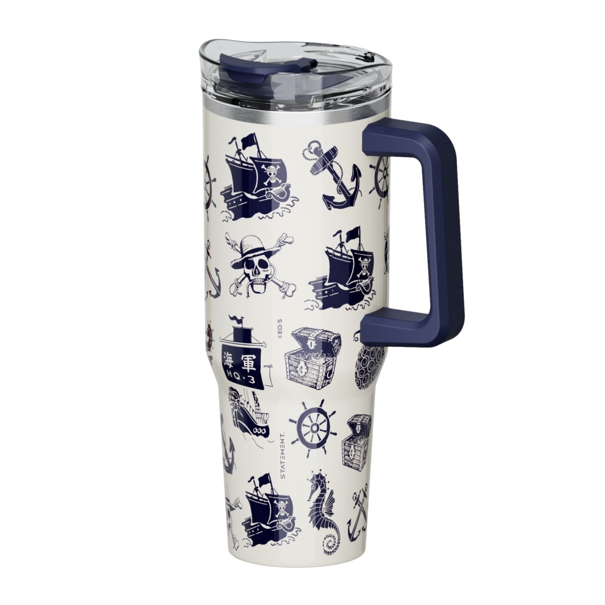 Mug termo One Piece con asa Anime Kawaii Chibi 1200 ml blanco 0
