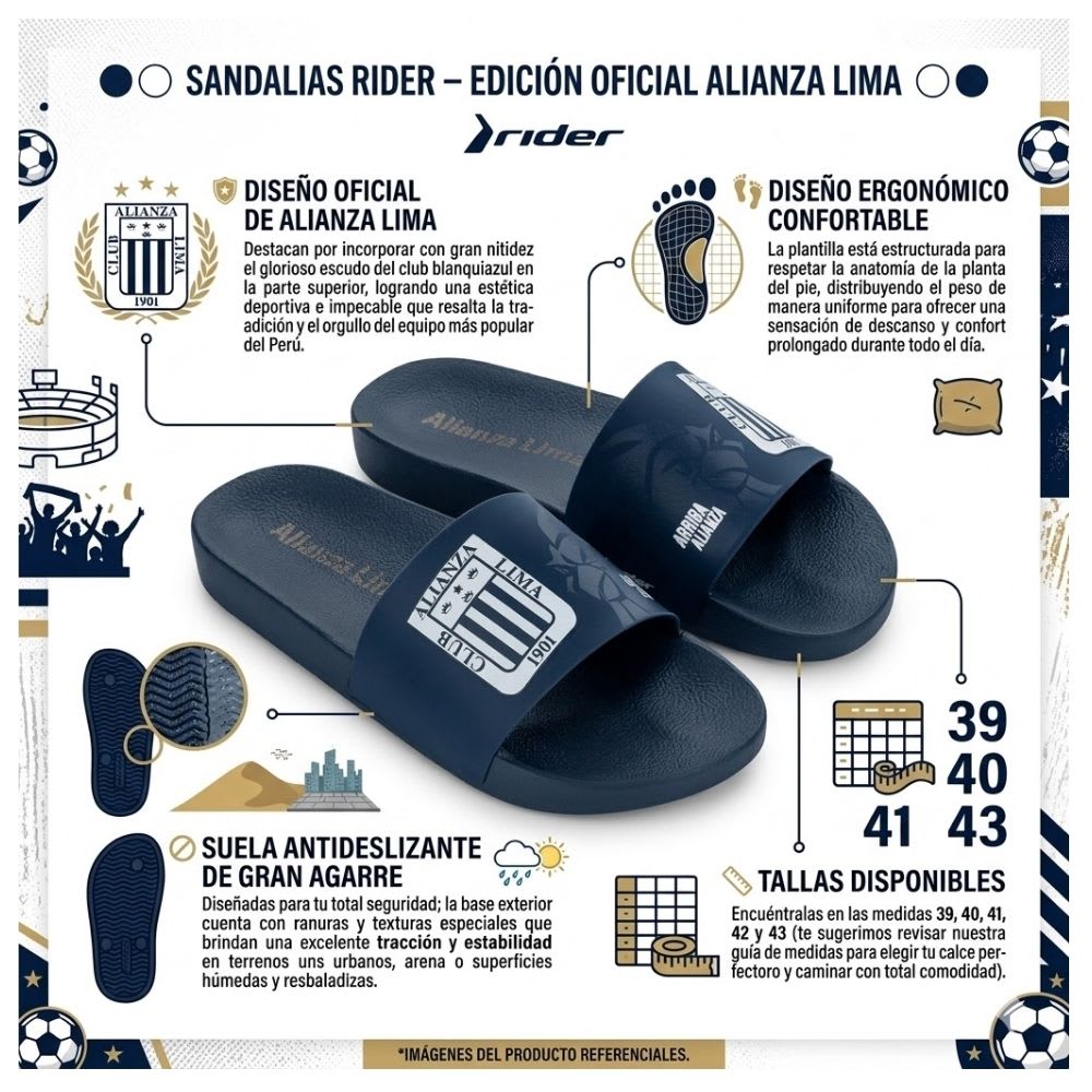 Sandalias Hombre Playera Alianza Lima Gallo Rider Azul2