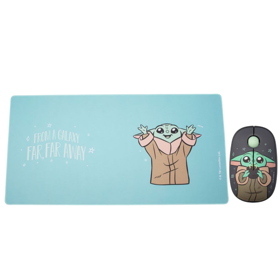 Mouse Inalambrico + Desk Pad Star Wars Baby Yoda 0