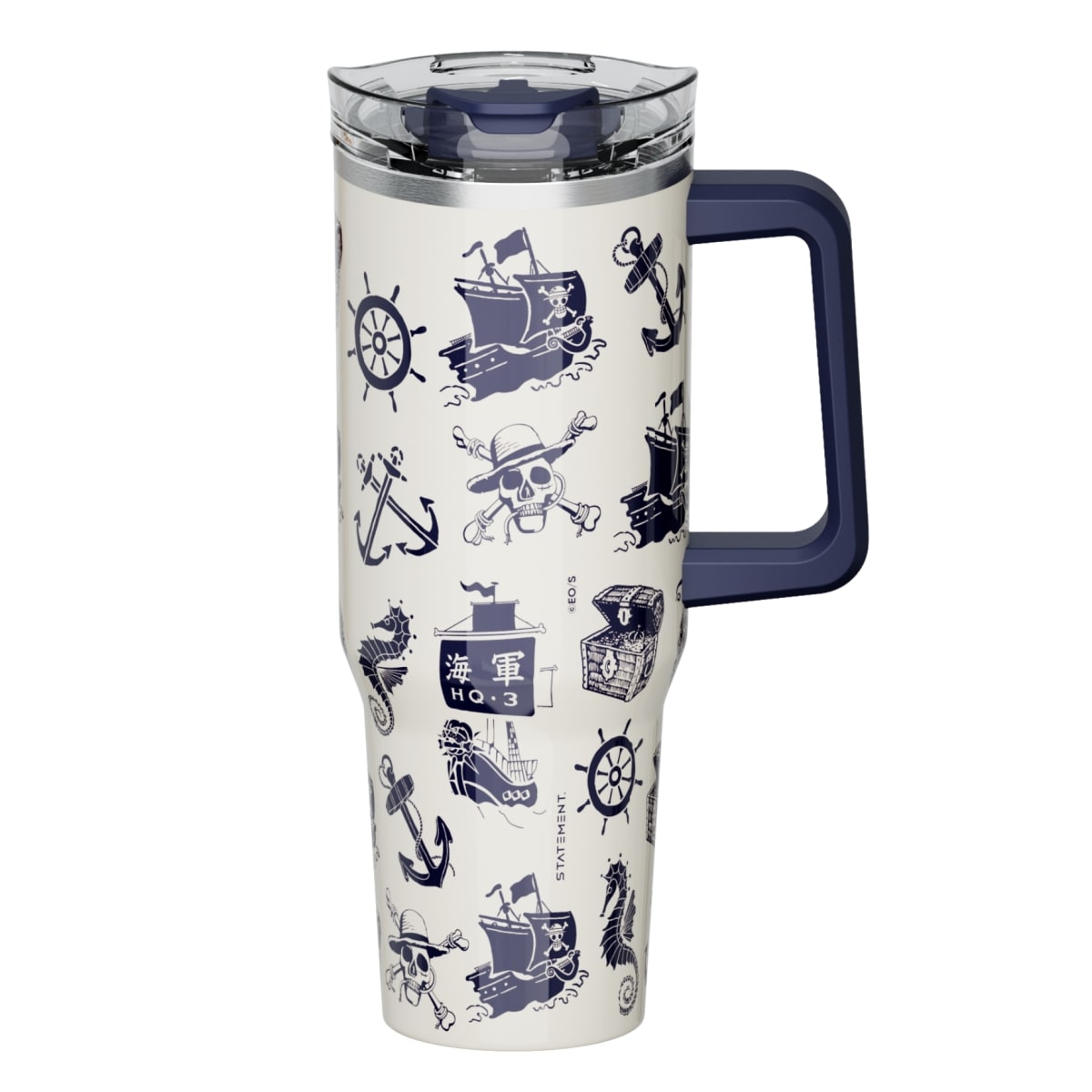 Mug termo One Piece con asa Anime Kawaii Chibi 1200 ml blanco2