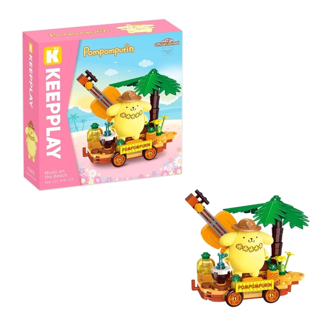 Keeppley Sanrio Pompompurin - Mini Escenario Armable Música en la Playa 0