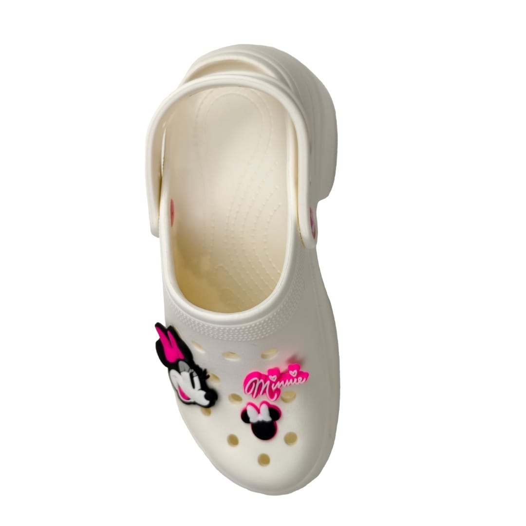 Sandalias Clog Mujer Plataforma Minnie Mouse Beige3