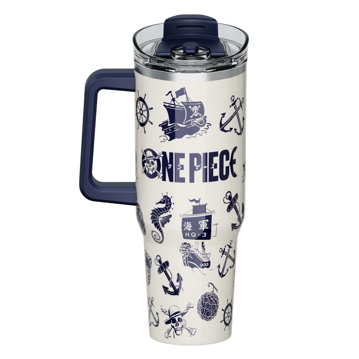 Mug termo One Piece con asa Anime Kawaii Chibi 1200 ml blanco3