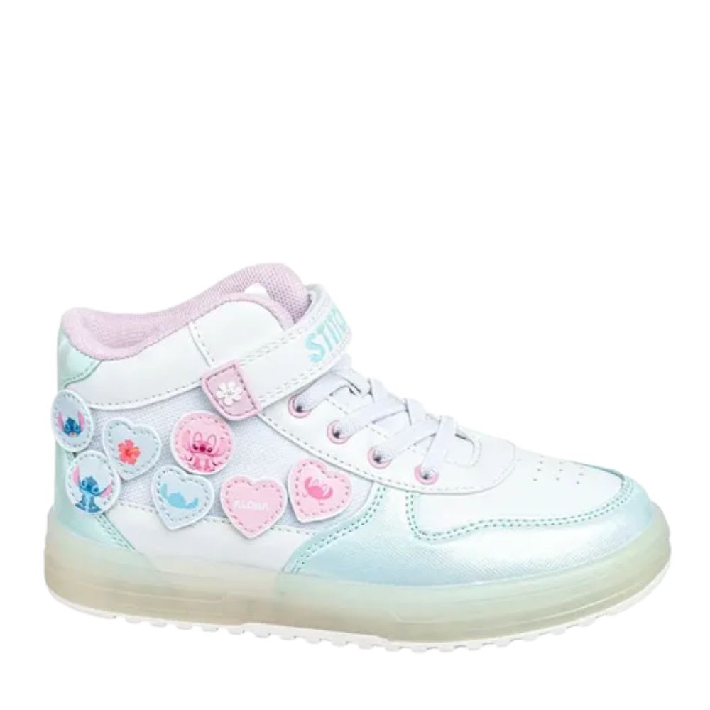 Zapatillas Niña Stitch Botin Blanco Celeste Con Luces 0